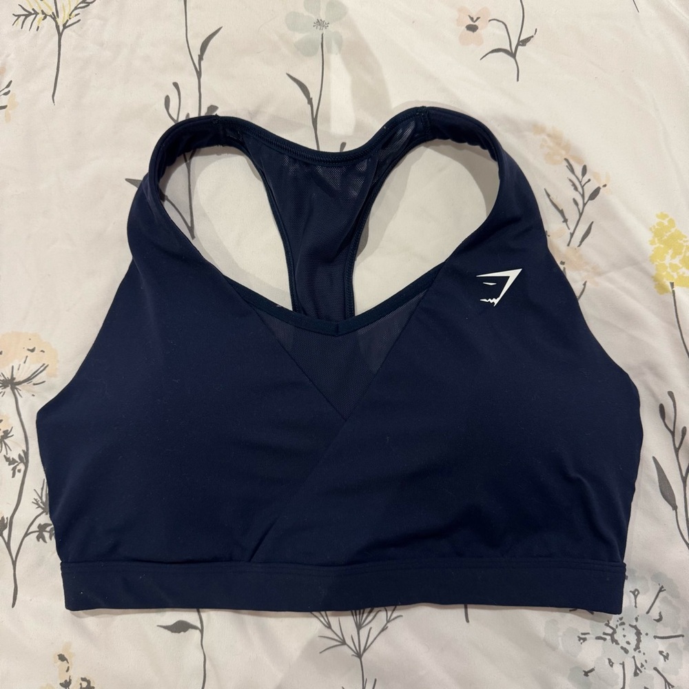 Gymshark: Blue Crossover/Racerback Sports Bra in Size M